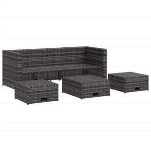 Set Divani da Giardino 4 pz con Cuscini in Polyrattan Grigio cod mxl 41257