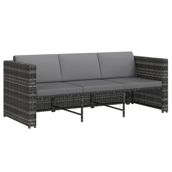 Set Divani da Giardino 4 pz con Cuscini in Polyrattan Grigio 48145