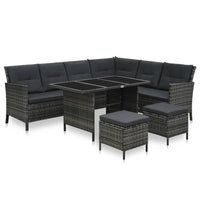 Set Divani da Giardino 4 pz con Cuscini in Polyrattan Grigio 48146