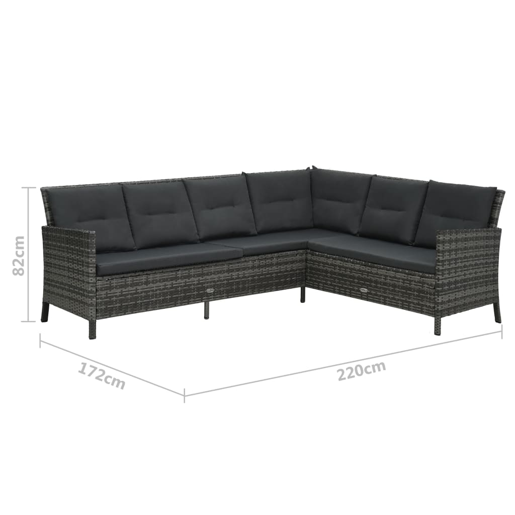 Set Divani da Giardino 4 pz con Cuscini in Polyrattan Grigio 48146