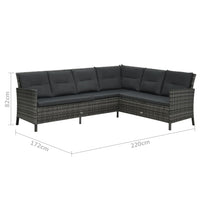 Set Divani da Giardino 4 pz con Cuscini in Polyrattan Grigio 48146