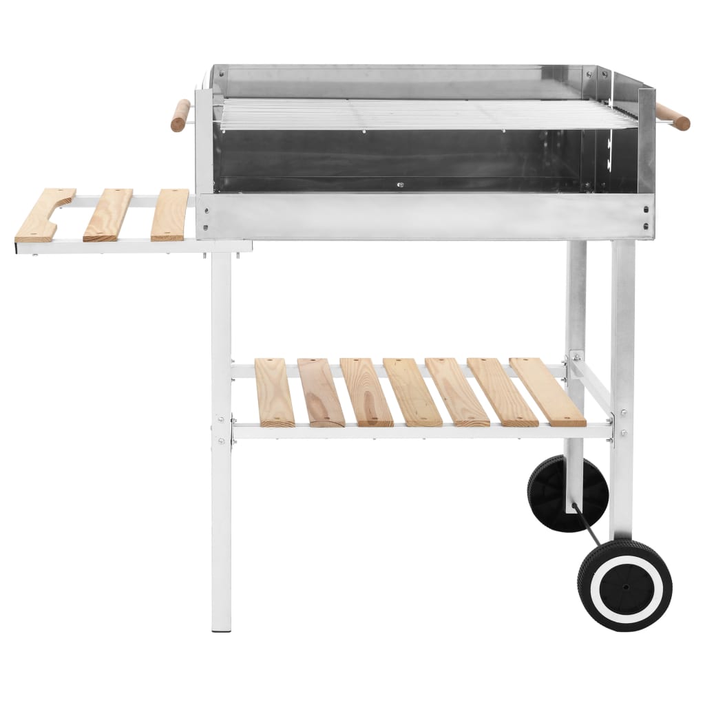 Griglia per Barbecue a Carrello XXL Acciaio Inox con 2 Ripiani 47850