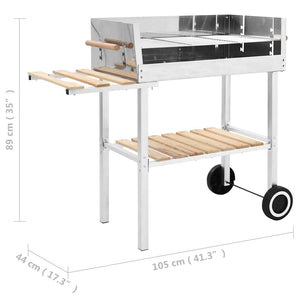 Griglia per Barbecue a Carrello XXL Acciaio Inox con 2 Ripiani 47850