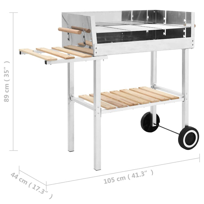 Griglia per Barbecue a Carrello XXL Acciaio Inox con 2 Ripiani 47850