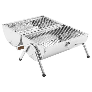 Barbecue da Tavolo Portatile in Acciaio Inox con Doppia Griglia cod mxl 67457