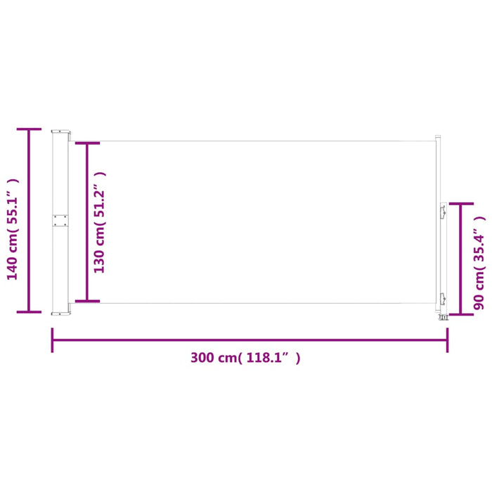 Tenda da Sole Laterale Retrattile per Patio 140x300 cm Rossa