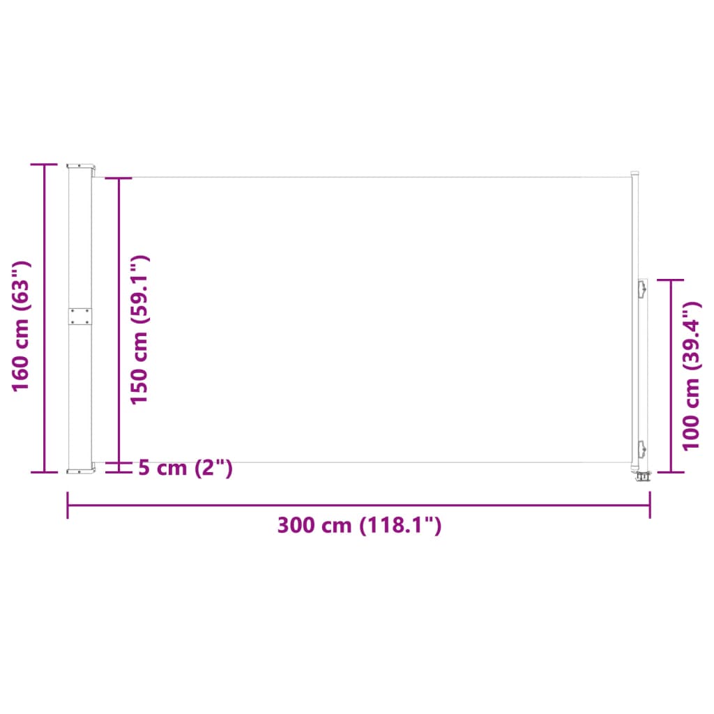 Tenda Laterale Retrattile per Patio 160x300 cm Rossa