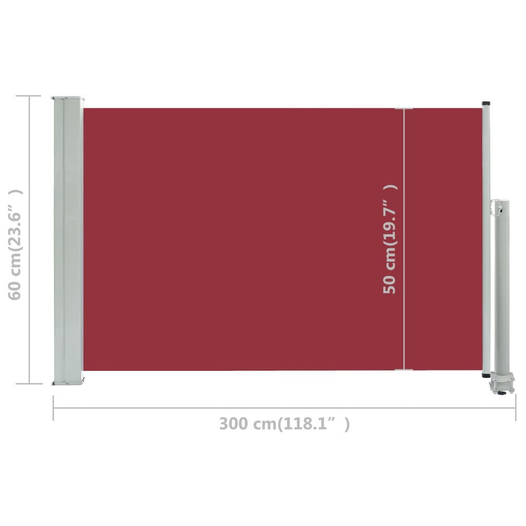 Tenda Laterale Retrattile per Patio 60x300 cm Rossa cod mxl 25066