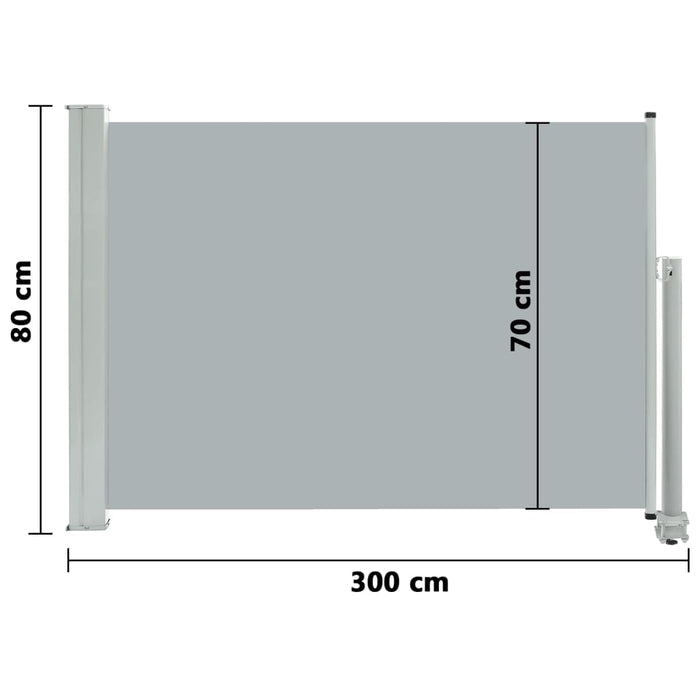 Tenda Laterale Retrattile per Patio 80x300 cm Grigia 48360