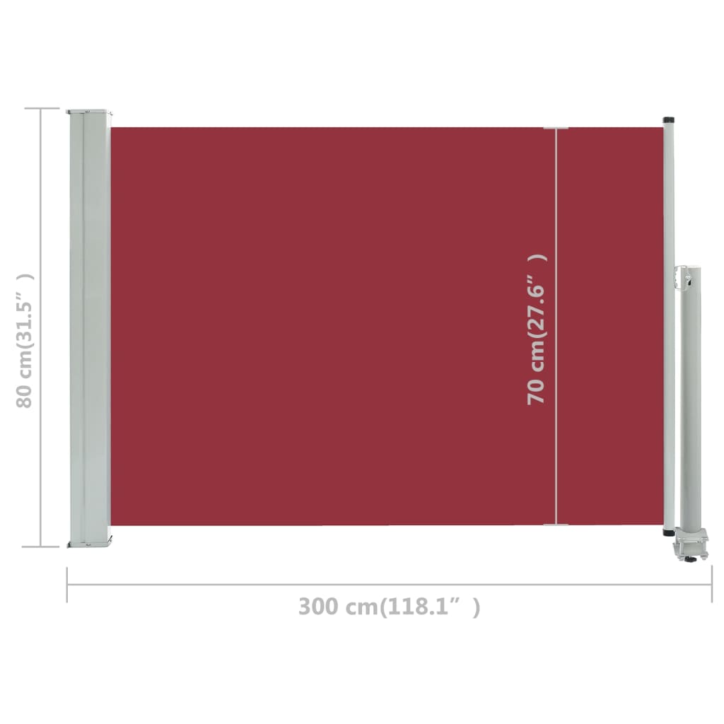 Tenda Laterale Retrattile per Patio 80x300 cm Rosso cod mxl 6670