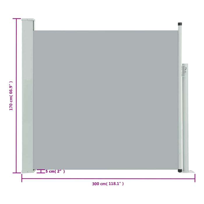 Tenda Laterale Retrattile per Patio 170x300 cm Grigio cod mxl 17254