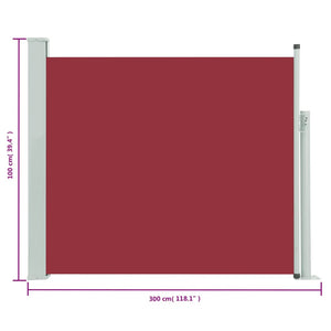 Tenda Laterale Retrattile per Patio 100x300 cm Rossa cod mxl 66569