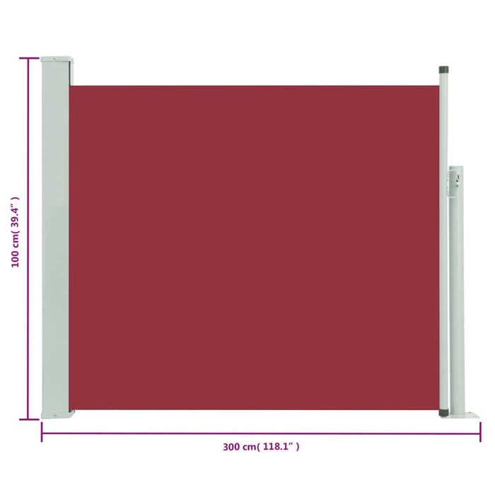 Tenda Laterale Retrattile per Patio 100x300 cm Rossa 48373