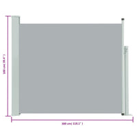 Tenda Laterale Retrattile per Patio 100x300 cm Grigio 48374