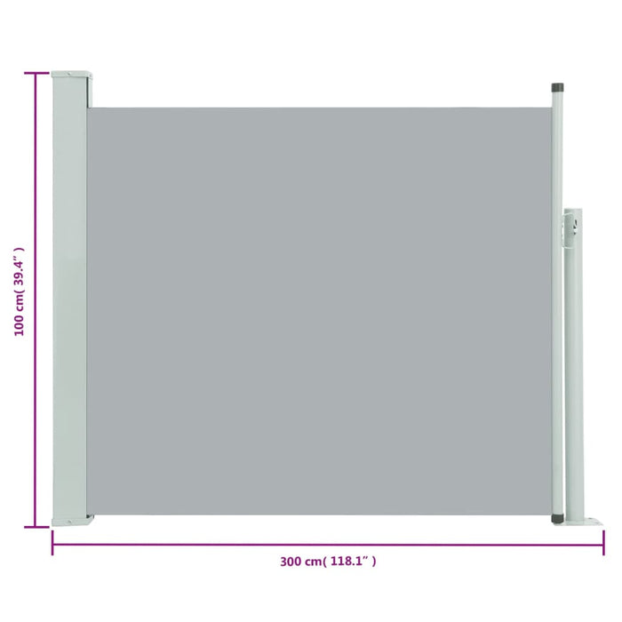 Tenda Laterale Retrattile per Patio 100x300 cm Grigio 48374