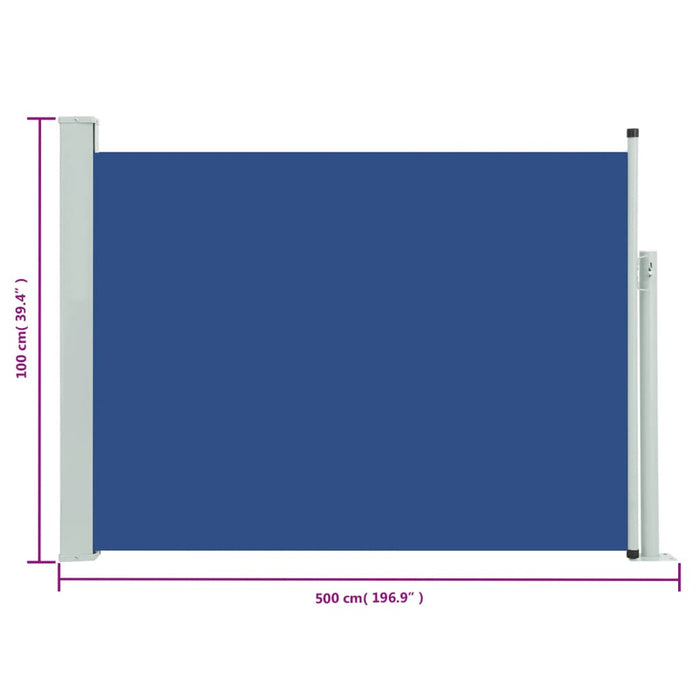 Tenda Laterale Retrattile per Patio 100x500 cm Blu 48384