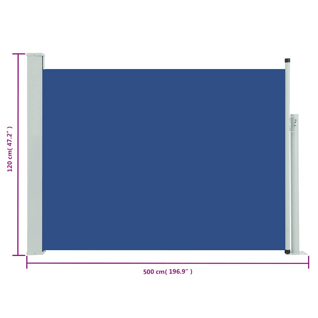 Tenda Laterale Retrattile per Patio 120x500 cm Blu 48390