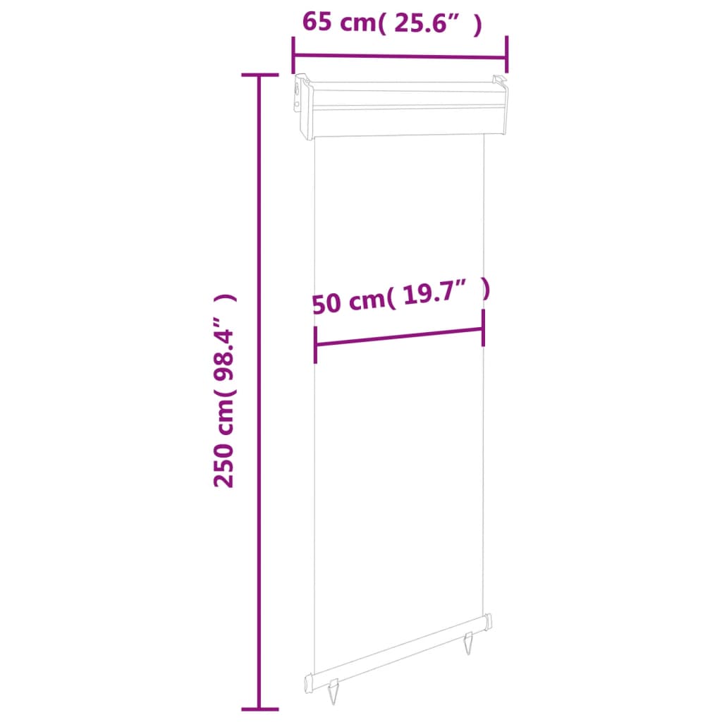 Tenda Laterale per Terrazzo 60x250 cm Nera