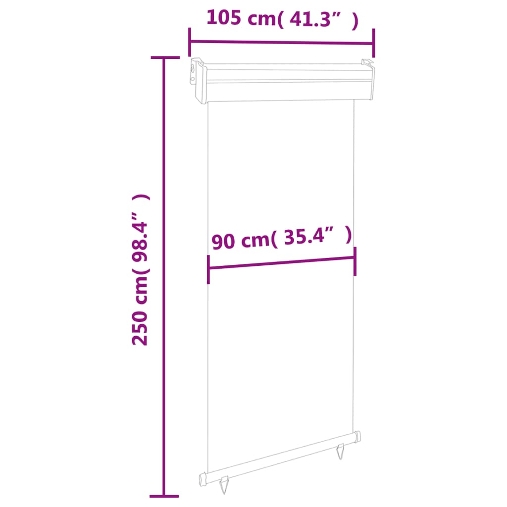 Tenda Laterale per Terrazzo 100x250 cm Marrone