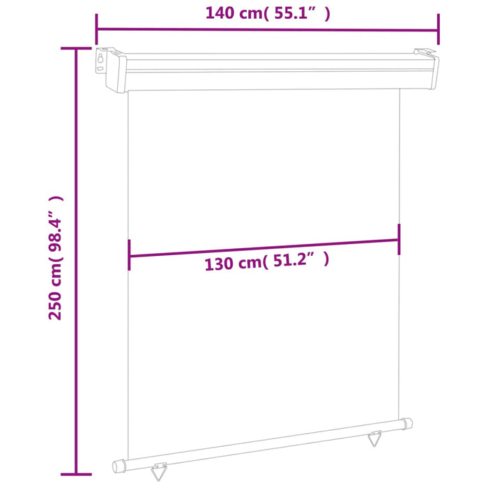 Tenda Laterale per Terrazzo 140x250 cm Grigia cod mxl 18585