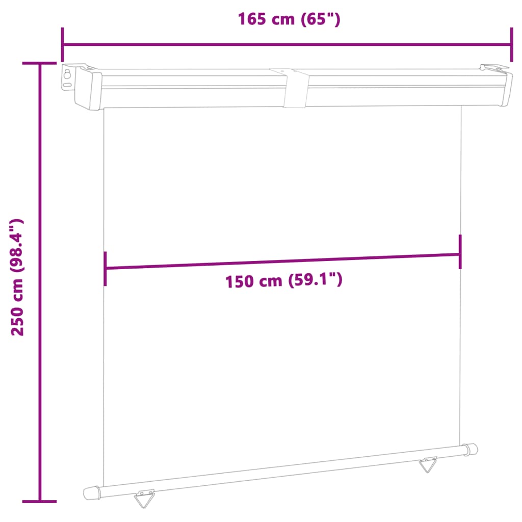 Tendalino Laterale per Balcone 165x250 cm Nero 48430