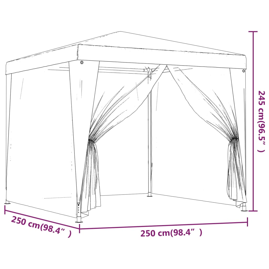 Tendone per Feste con 4 Pareti in Rete 2,5x2,5 m Bianco 48521