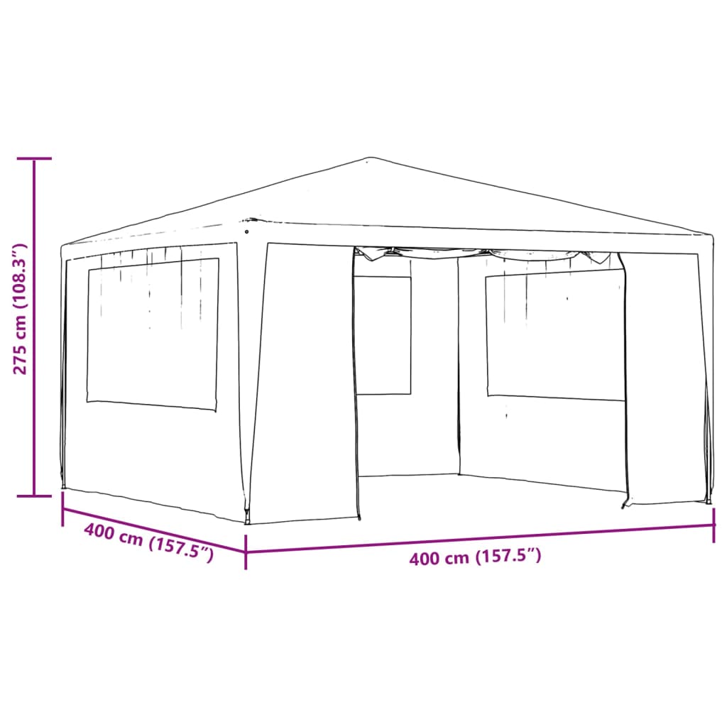 Gazebo Professionale con Pareti 4x4 m Bianco 90 g/m² 48525