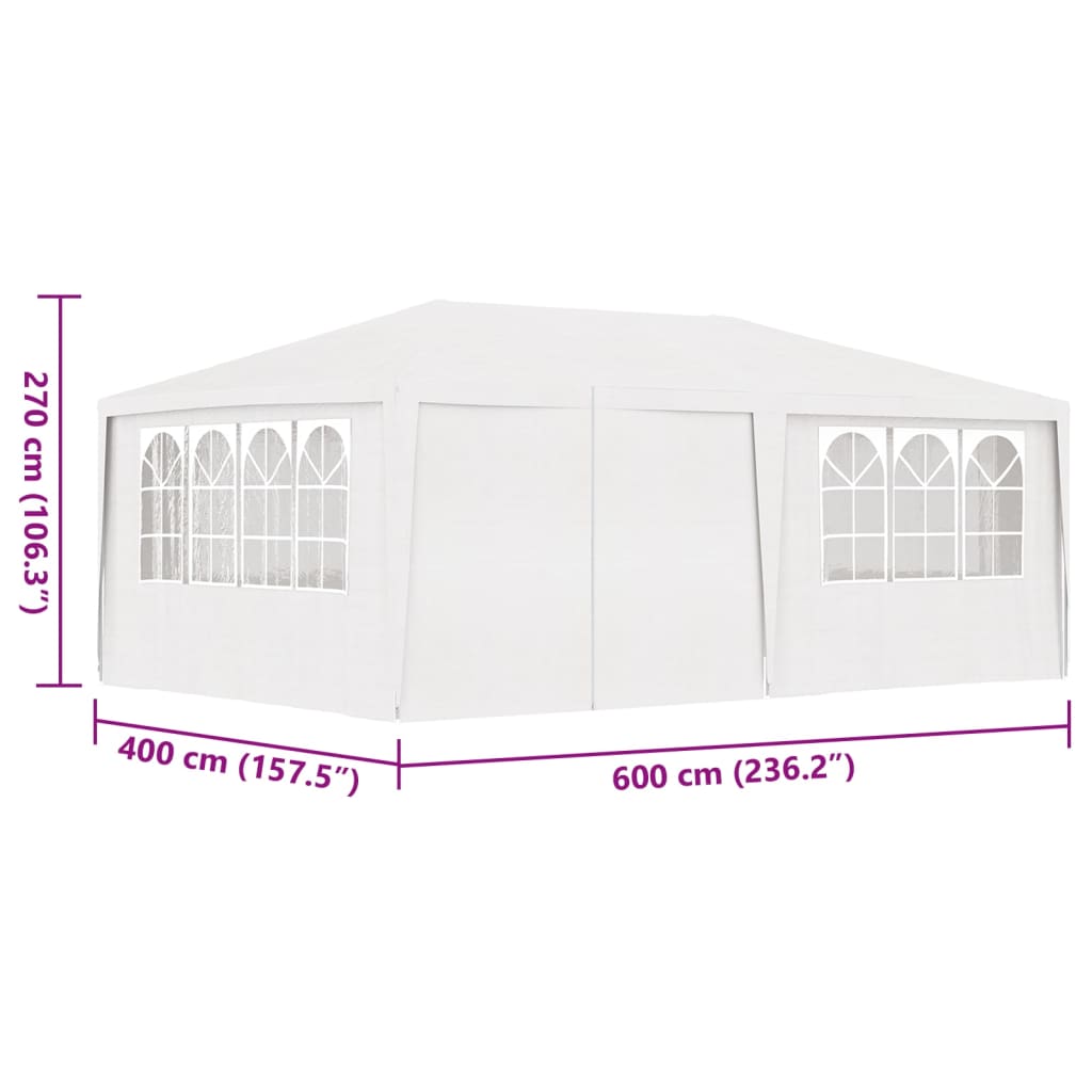 Gazebo Professionale con Pareti 4x6 m Bianco 90 g/m² cod mxl 66342