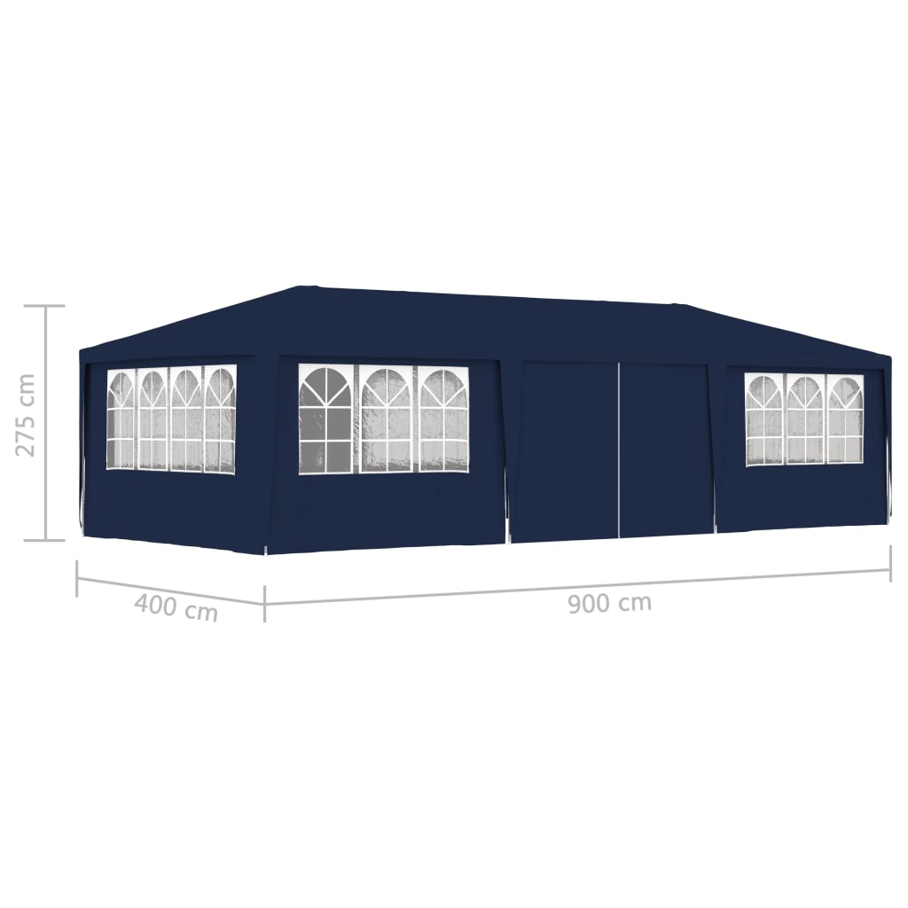 Gazebo Professionale con Pareti 4x9 m Blu 90 g/m² 48530