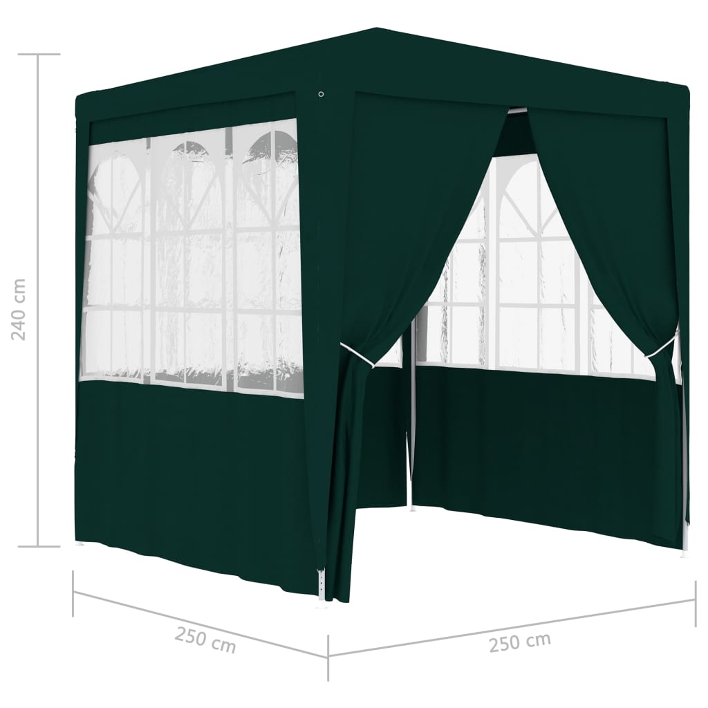 Gazebo Professionale con Pareti 2,5x2,5 m Verde 90 g/m² cod mxl 66378