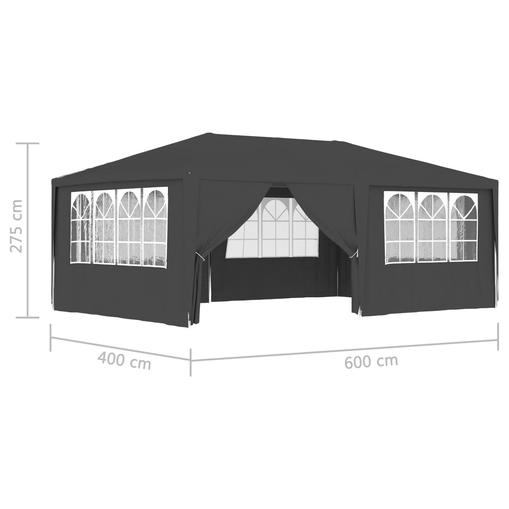 Gazebo Professionale con Pareti 4x6 m Antracite 90 g/m² cod mxl 66316