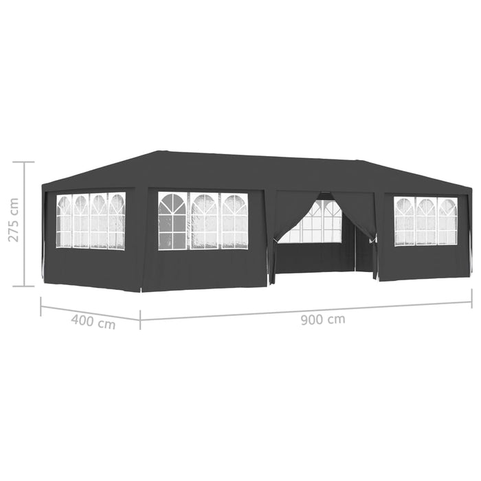 Gazebo Professionale con Pareti 4x9 m Antracite 90 g/m² cod mxl 66331