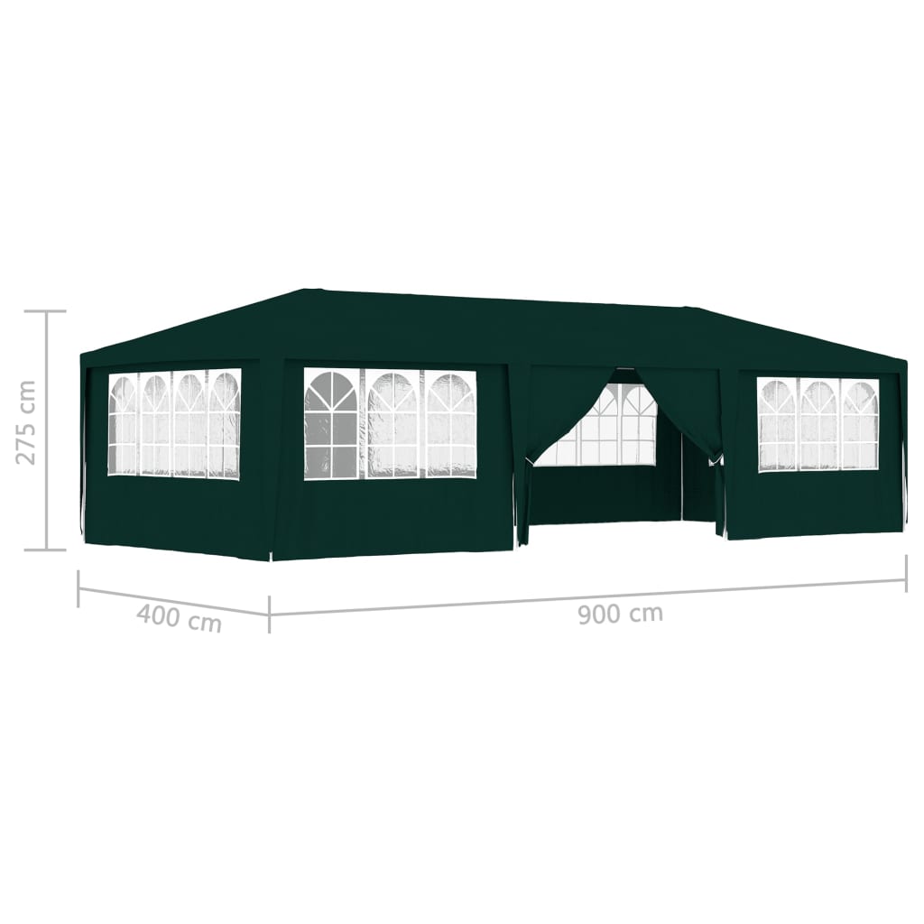 Gazebo Professionale con Pareti 4x9 m Verde 90 g/m² cod mxl 66339