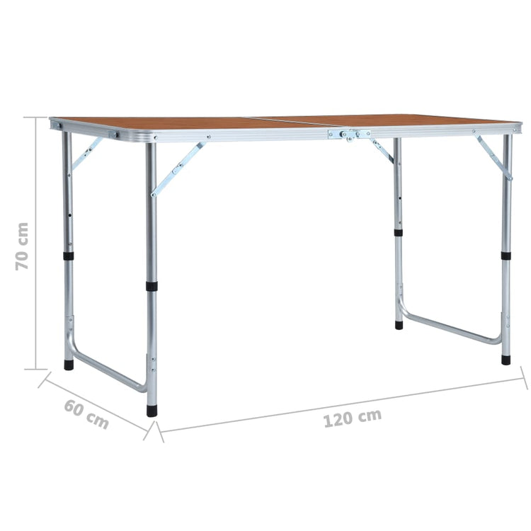 Tavolo da Campeggio Pieghevole in Alluminio 120x60 cm