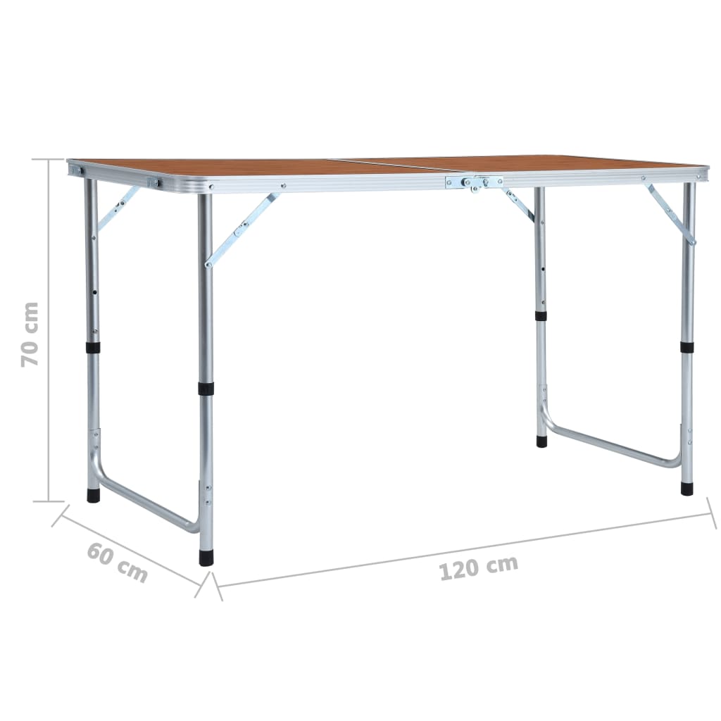 Tavolo da Campeggio Pieghevole in Alluminio 120x60 cm 48172