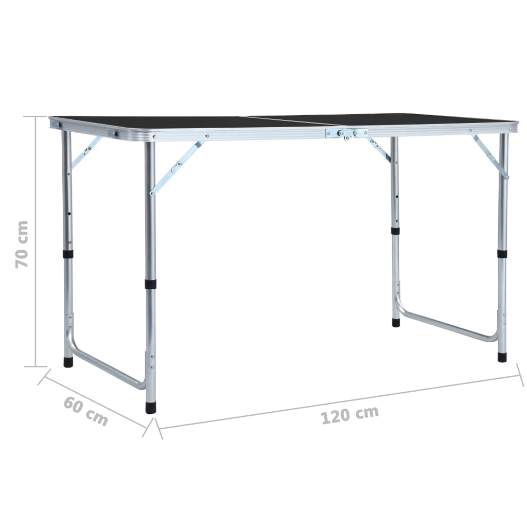 Tavolo da Campeggio Pieghevole in Alluminio Grigio 120x60 cm 48173