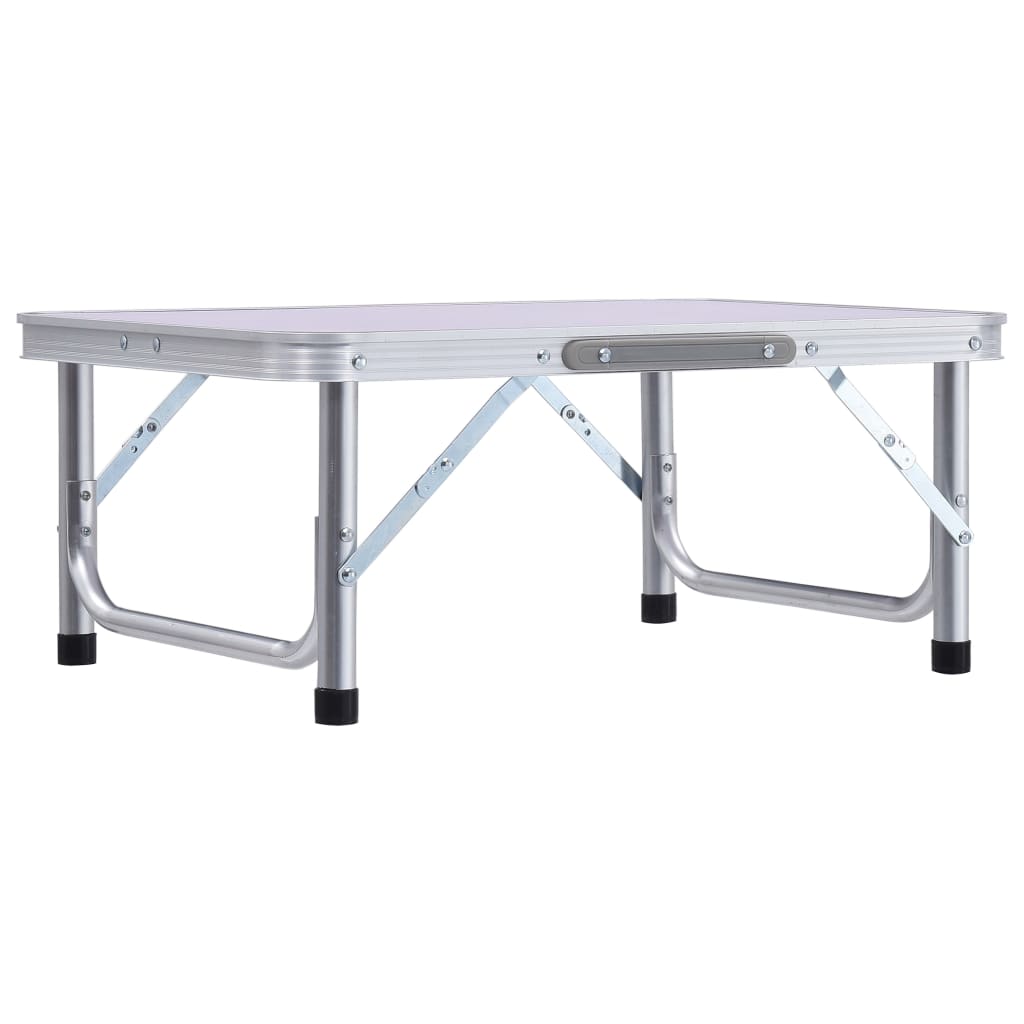 Tavolo Pieghevole da Campeggio Bianco in Alluminio 60x45cm 48178