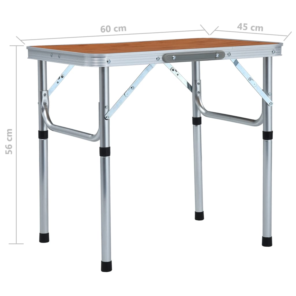 Tavolo Pieghevole da Campeggio in Alluminio 60x45cm 48179