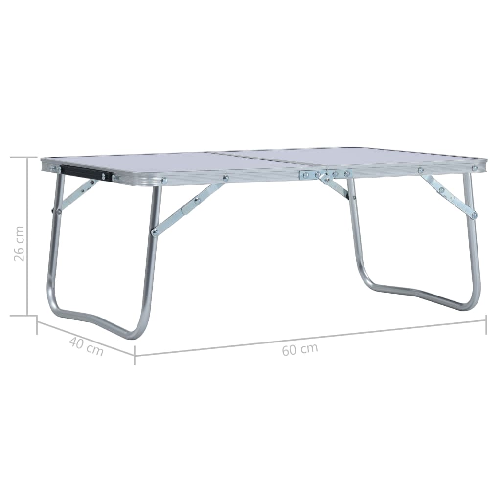 Tavolo Pieghevole da Campeggio Bianco in Alluminio 60x40cm 48185