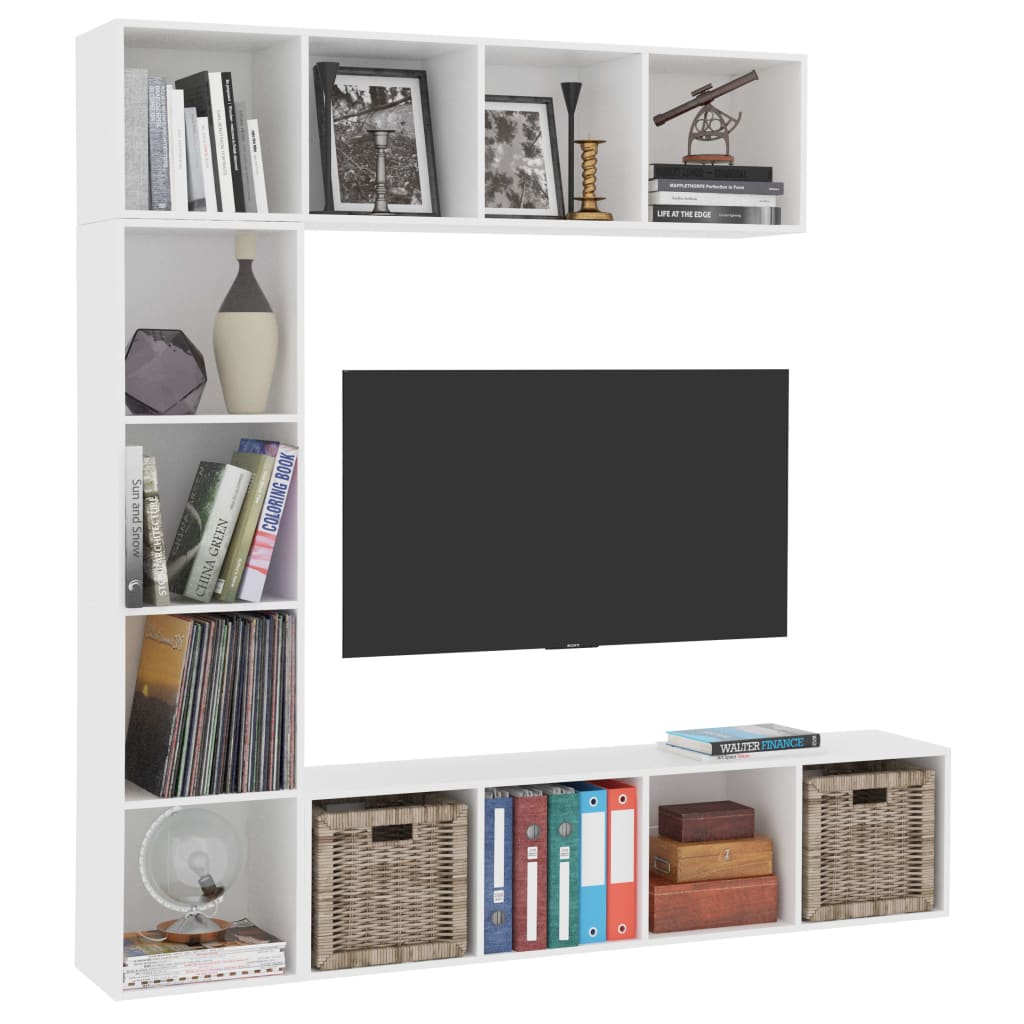 Set Mobili Libreria/Porta TV 3 pz Bianco 180x30x180 cm 278788