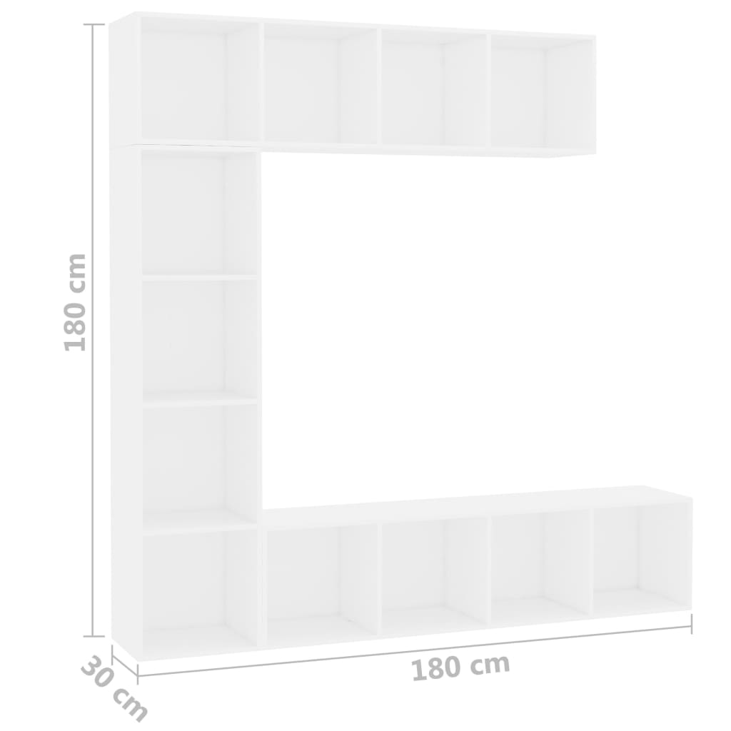 Set Mobili Libreria/Porta TV 3 pz Bianco 180x30x180 cm 278788