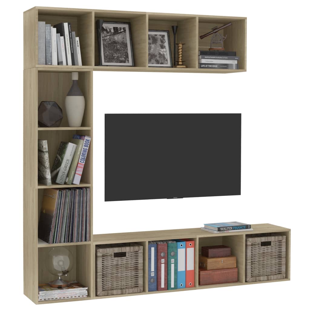 Set Mobili Libreria/Porta TV 3 pz Rovere Sonoma 180x30x180 cmcod mxl 71292