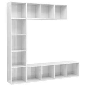 Libreria/Mobile per TV Set da 3 pz Bianco Lucido 180x30x180 cm 278794