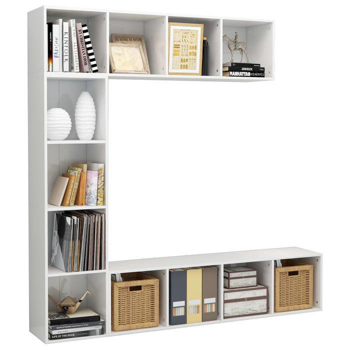 Libreria/Mobile per TV Set da 3 pz Bianco Lucido 180x30x180 cm 278794