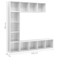 Libreria/Mobile per TV Set da 3 pz Bianco Lucido 180x30x180 cm 278794