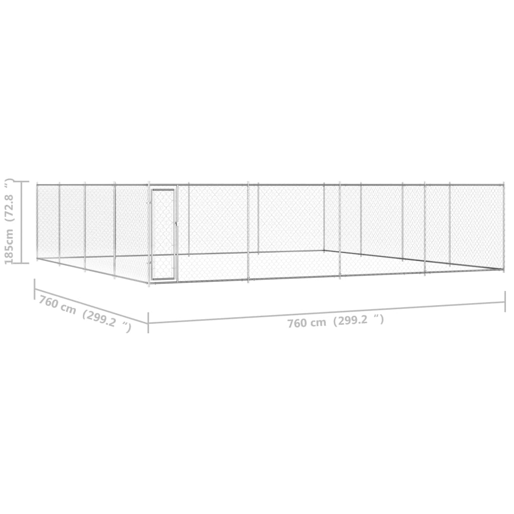 Canile da Esterno in Acciaio Zincato 760x760x185 cm 145037