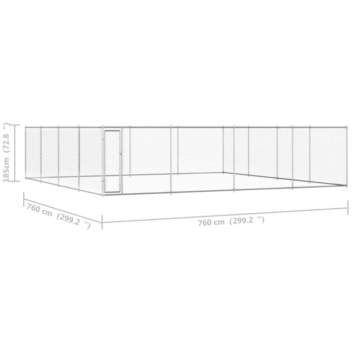 Canile da Esterno in Acciaio Zincato 760x760x185 cm 145037