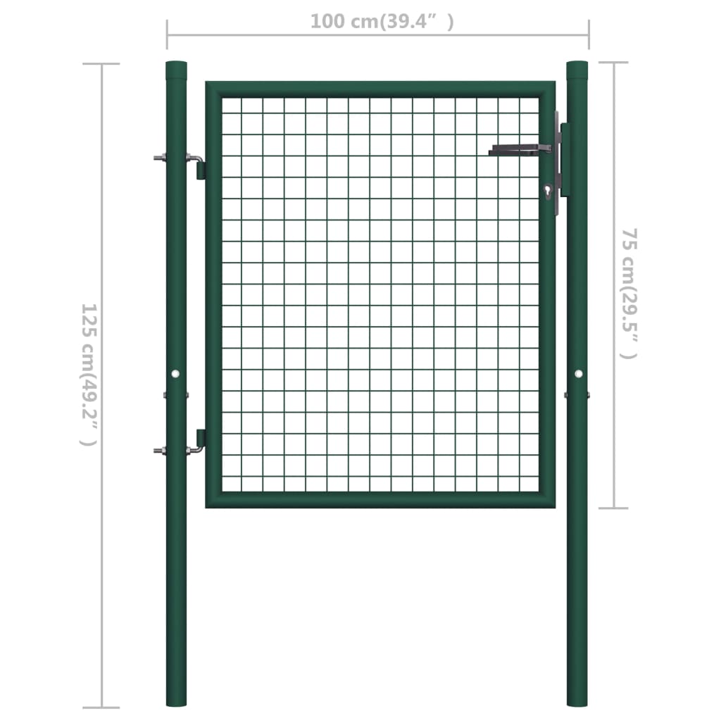 Cancello per Recinzione in Acciaio 100x75 cm Verde cod mxl 53214