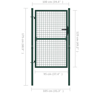 Cancello per Recinzione in Acciaio 100x125 cm Verde cod mxl 51680