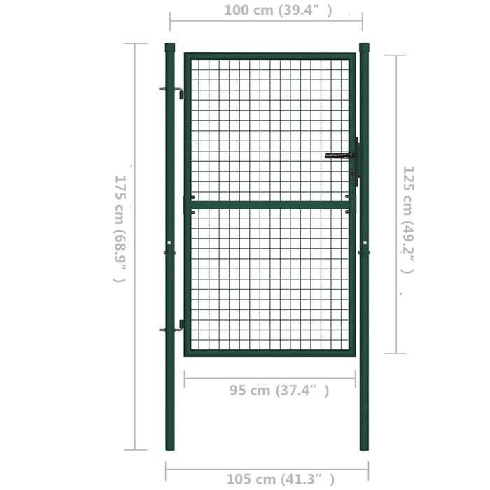 Cancello per Recinzione in Acciaio 100x125 cm Verde cod mxl 51680